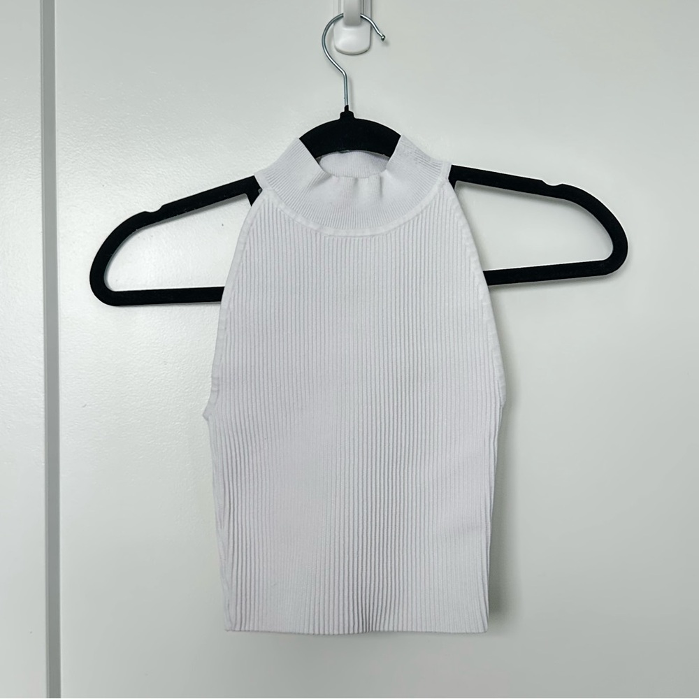 Aritzia Babaton White Ribbed Sleeveless Top - Size XXS